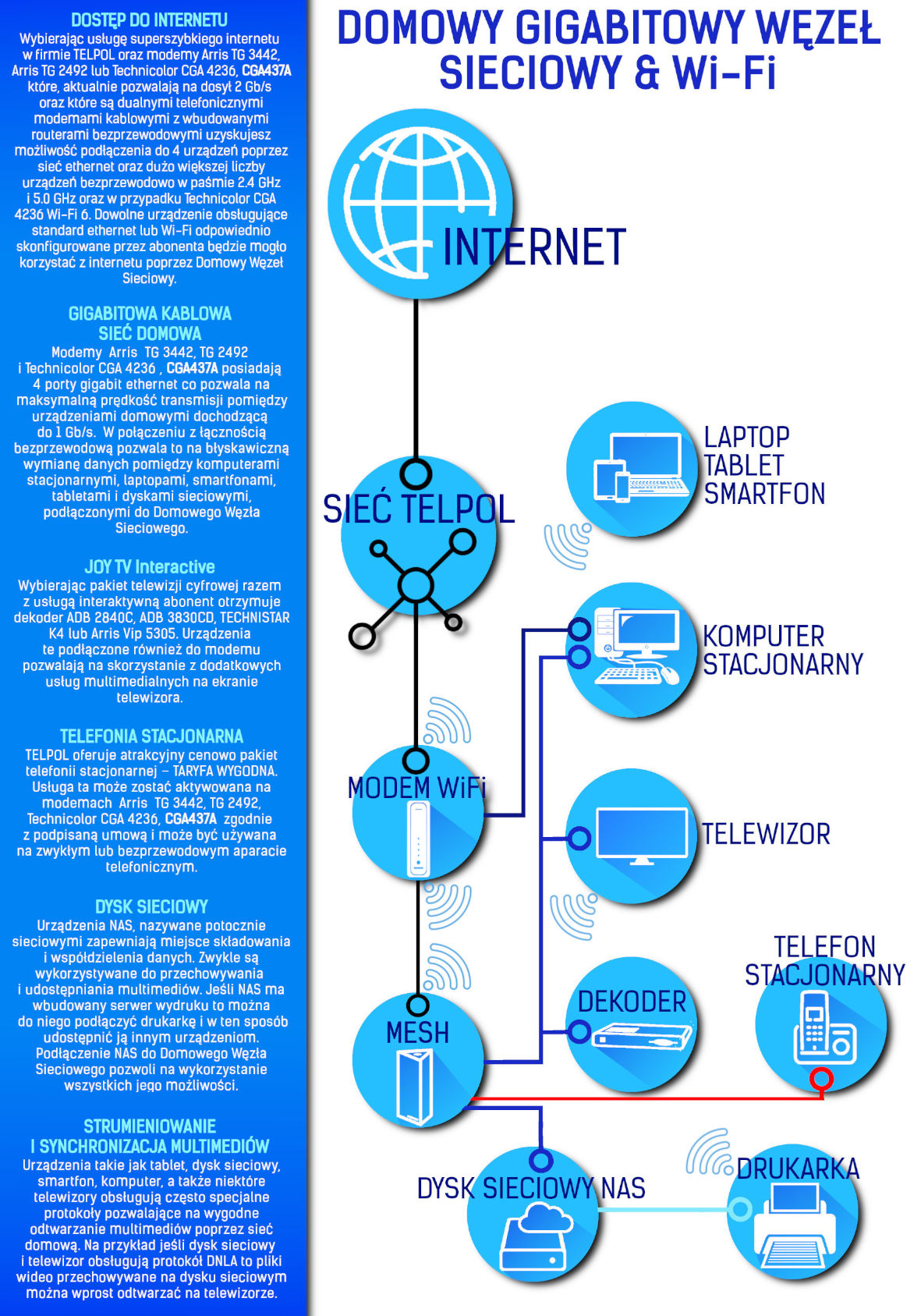 Schemat przedstawiający Domowy Gigabitowy Węzeł Sieciowy